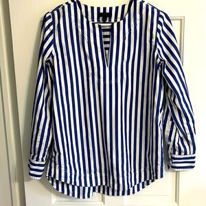 J.Crew blue and white striped tunic top